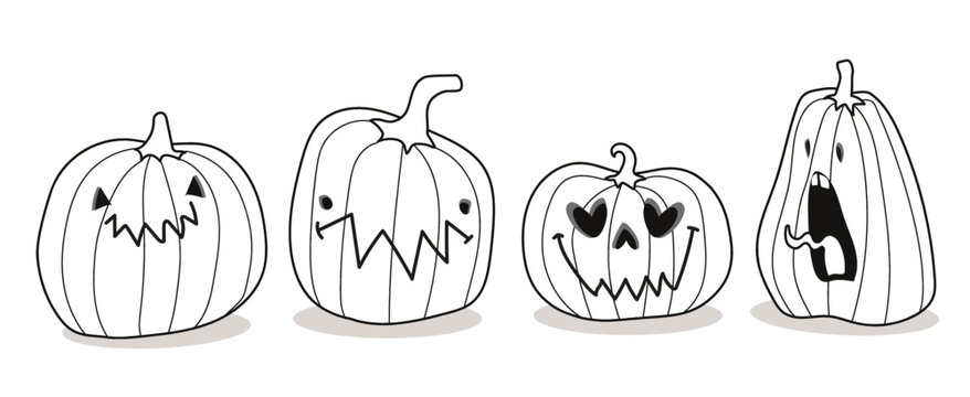 Halloween coloring page for kids. Halloween pumpkin.Trick or treat coloring page. Vector illustration