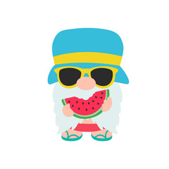 Gnomes Summer. Gnomes wear hats and sunglasses for summer trips to the beach.