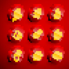 Set line Lottery machine, Casino slot with clover, Money bag, Game dice, ball bingo card, chips, and icon. Vector