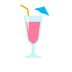 Vector cocktail glass. Colorful alcoholic juices Helps to stay fresh in the hot summer.