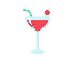 Vector cocktail glass. Colorful alcoholic juices Helps to stay fresh in the hot summer.