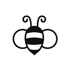 Simple flying bee design vector. Cartoon bee isolated on white background.
