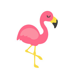 Fototapeta premium Vector cartoon flamingos and flower accessories, glasses, bows and hats. Great for summer travel.