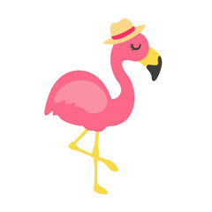Vector cartoon flamingos and flower accessories, glasses, bows and hats. Great for summer travel.