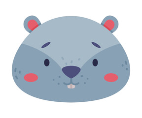 Head of badger cute wild animal. Nursery decoration, baby card or invitation design cartoon vector illustration