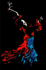 Fototapeta na wymiar Female flamenco dancer vector illustration