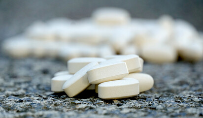 Expired medicine, healthcare concept. prescription drugs on a concrete background
