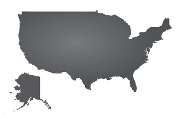 USA (with Alaska) grey map. vector illustration