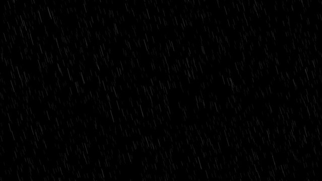 heavy raining rain drops with wind effect on black screen