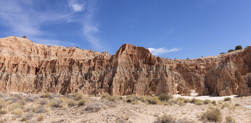 Fototapeta na wymiar Rock Formation in the desert of American Nature Landscape. Cathedral Gorge State Park, Panaca, Nevada, United States of America. Background