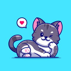 Cute Cat Lay Cartoon Vector Icon Illustration. Animal Nature Icon Concept Isolated Premium Vector. Flat Cartoon Style