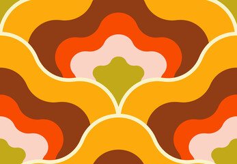 Retro 1670s Style Floral Design. Vector Seamless Pattern Repeat With Stylized Flowers In A Retro Color Palette.