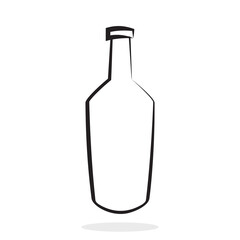 Wine bottle vector icon. Alcoholic drink in cartoon style.