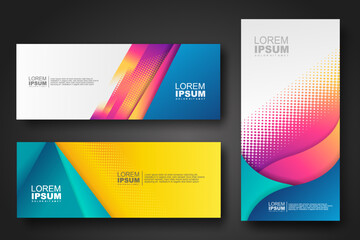 Fototapeta premium Banner set design template in trendy dynamic gradient colors