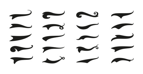 Swoosh and swash tails vector design for typography decoration or baseball underline logo