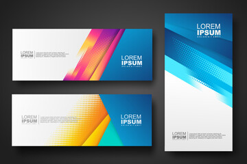 Banner set design template in trendy dynamic gradient colors