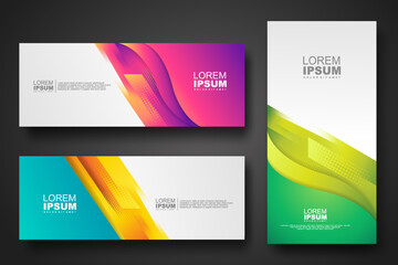 Fototapeta premium Banner set design template in trendy vibrant gradient colors with abstract fluid shapes
