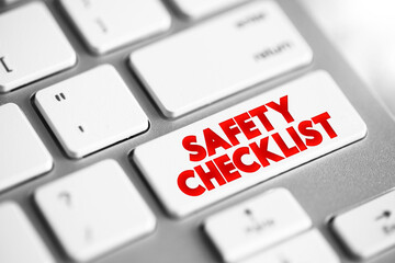 Safety Checklist text button on keyboard, concept background