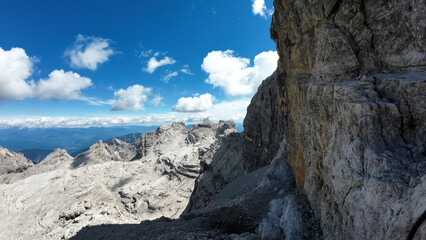 dolomiti di brenta, mountain landscape with sky, via ferrata sentiero benini, via delle bocchette, rifugio grosté - tucket sosat