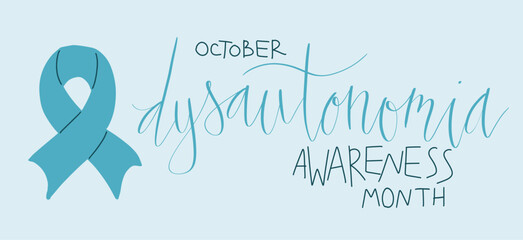 Dysautonomia Awareness Month October promotion banner template with support ribbon.