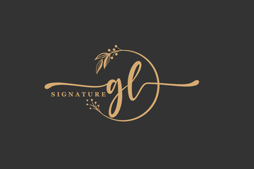 luxury gold signature initial G K logo design isolated leaf and flower