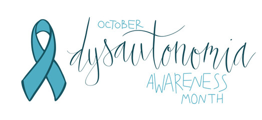 Dysautonomia Awareness Month October promotion banner template with support ribbon.