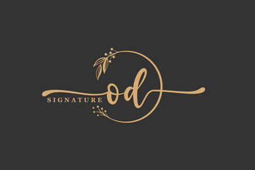 luxury gold signature initial O C logo design isolated leaf and flower