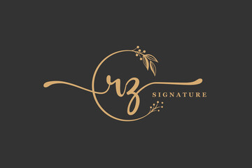 luxury gold signature initial R Y logo design isolated leaf and flower