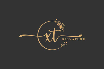 luxury gold signature initial X S logo design isolated leaf and flower
