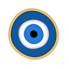 Vector bright illustration of circle amulet, evil eye. Isolated on white background.