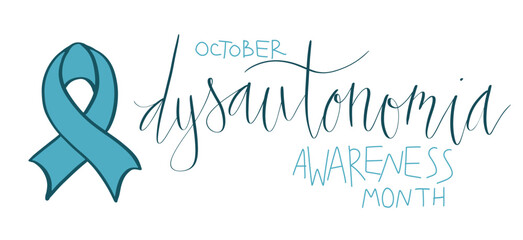 Dysautonomia Awareness Month October promotion banner template with support ribbon.