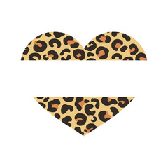 Heart shaped cheetah shirt pattern background Leave space for adding text. Isolated on background