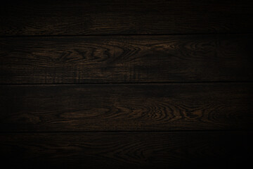 Dark wood grain background textured. Wooden board frame with empty copy space for web design,...