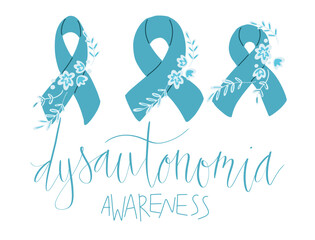Dysautonomia Awareness Month October promotion banner template with support ribbon.