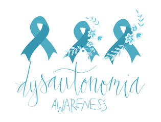 Dysautonomia Awareness Month October promotion banner template with support ribbon.