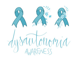 Dysautonomia Awareness Month October promotion banner template with support ribbon.