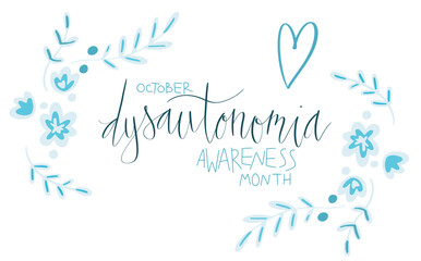 Dysautonomia Awareness Month October promotion banner template with support ribbon.