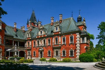 The Palace in Plawniowice, the palace and park complex from the 1980s. A magnificent building made...