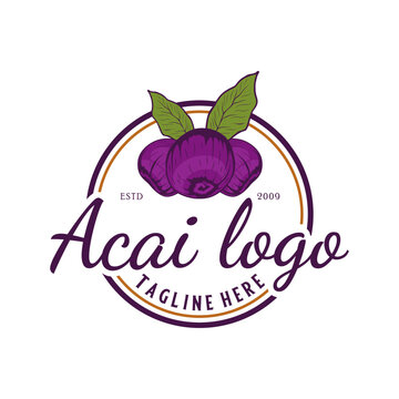 acai vector logo design. the concept of acai fruit with attached leaves, for the natural food and beverage business.