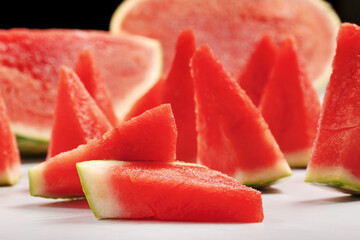 Watermelon slices on a white background.