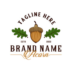 acorn vector logo design. acorn concept with leaves, for historic home building businesses and more. © rina
