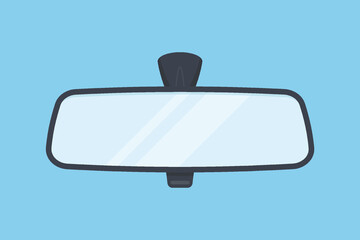 Rear view inside car mirror vector flat illustration - obrazy, fototapety, plakaty