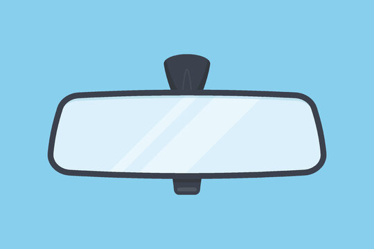 Rear view inside car mirror vector flat illustration