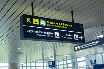 Yogyakarta, Indonesia - June 28 22: Boarding pass train station at Yogyakarta International Airport.