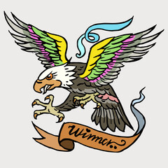 eagle tattoo design vector for card illustration background