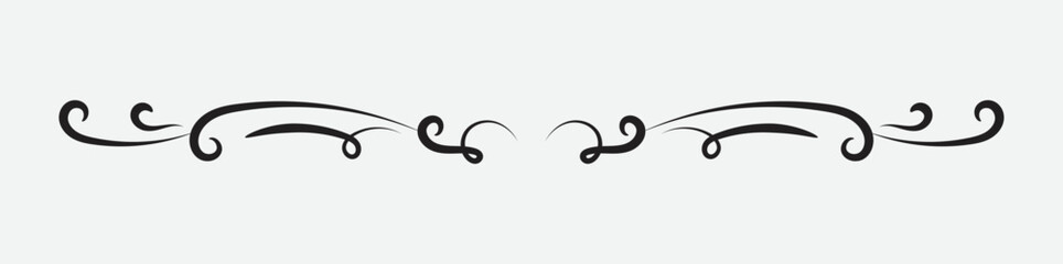 ornamental filigree flourish and thin divider. Classical vintage elements vector illustration