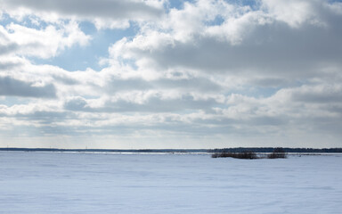 Winter landscape, blue skies and sparkling snow