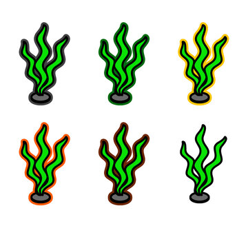 Simple Basic Underwater Seaweed Cartoon Version. Can be used for Games and Backgrounds.