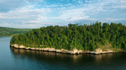 Travel to Russia, the Volga River, Central Russia, Samara Luka. Summer landscape in the Zhiguli mountains on the Volga, Russia.