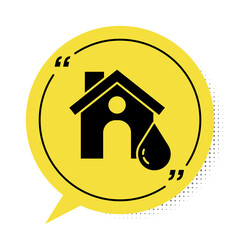 Black House flood icon isolated on white background. Home flooding under water. Insurance concept. Security, safety, protection, protect concept..